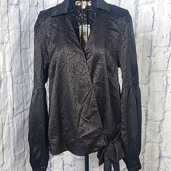 Michael Kors Tops - Michael Kors NWT Satin Animal Print Wrap Blouse Size Medium